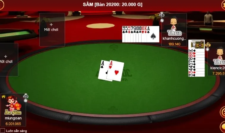 Bàn chơi Sâm Lốc Cổng Game B52 Club 